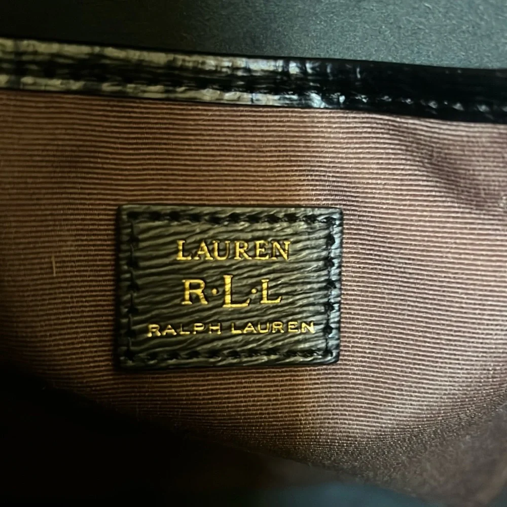 Ralph Lauren, black, leather hobo purse with 2 handles - Picture 5 of 10